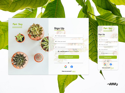 Plant shop Sign up page daily ui design ui ux