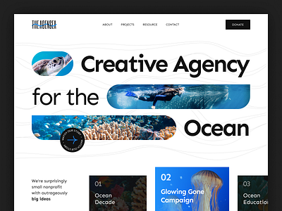 The Agensea - Creative Agency Hero Section Website agency campaign charity creative creative agency digital agency donation fundraise hero section homepage landing page minimal ocean sea startup ui uiux ux web design website