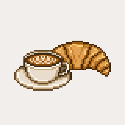 Latte Art and Croissant 8bit aseprite cafe coffee croissant illustration latte art pixel pixelart retro