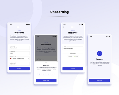 Mobile App - User Onboarding | Registration best app branding design google home page landing page login login page mobile app mobile app design mobile app ui onboarding otp password register signup success page welcome