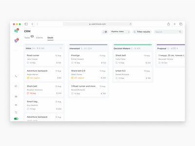 CRM - Kanban view app crm kanban product design sales ui ux