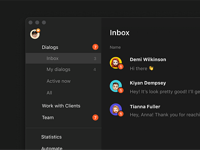 Incoming dialogs app messenger product design sales task manager ui ux