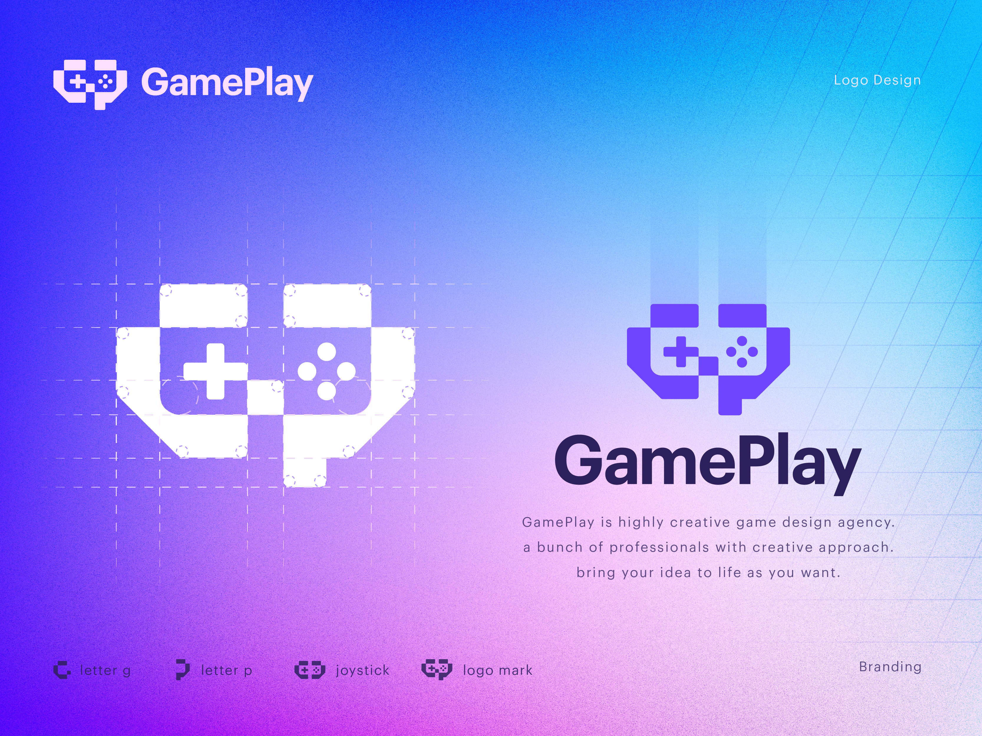 GamePlay Logo Design (letter G and P with Joystick symbol) best logo designer brand branding conceptual logo corporate logo creative logo game logo gaming company logo gradient modern logo letter g and p logo logo logo design logo design trend 2022 logos modern logo professional logo tech company logo typography logo unique logo