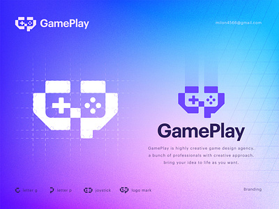 GamePlay Logo Design (letter G and P with Joystick symbol) best logo designer brand branding conceptual logo corporate logo creative logo devignedge game logo gaming company logo gradient modern logo letter g and p logo logo logo design logo design trend 2022 logos modern logo professional logo tech company logo typography logo unique logo