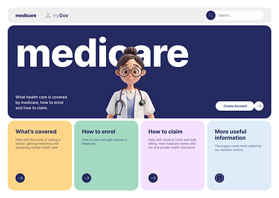 Australian Government - Medicare Website Concept design ui user interface website