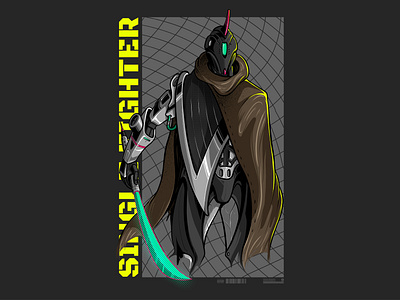 Single Fighter 2d illustration apparel design artwork character design character illustration clothing design concept art cyber cyborg digital illustration futuristic humanoid illustration mecha scifi