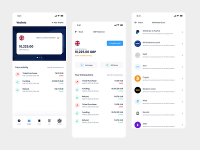 Tixnet Wallet UI event tickets iban mobile app design nfc pay with app send ticket app ui wallet