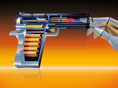 Don't shoot. The messenger. chrome follow gun hand illustration illustrator like lipstick photoshop subscribe vector wacom