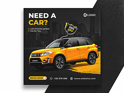 Car Sale Social Media Banner Post Template transport