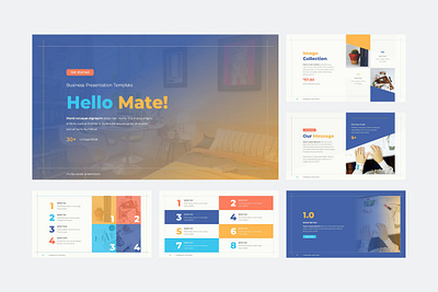 Hello Mate! - Business Presentation business clean colorful communication company corporate creative design google google slide illustration infographic keynote template modern pitch deck studio unique web design web development website