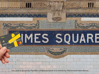 Tally card image advertising bank bank card card creative currency digital digital bank gold mastercard money new york savings tally times square travel yellow