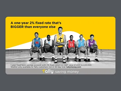 Tally fixed rate social ad advertising basketball bigger creative currency digital digital bank fixed rate saving fun funny gold money saving account savings tally team yellow