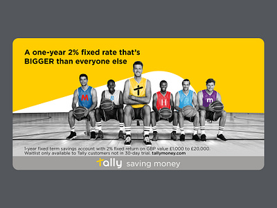 Tally fixed rate social ad advertising basketball bigger creative currency digital digital bank fixed rate saving fun funny gold money saving account savings tally team yellow
