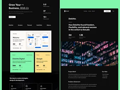 Web UI agency website app ui black website clean dark theme design feature homepage landing page menu portfolio product design typography ui ui ux user experience ux web ui website