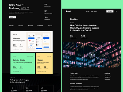 Web UI agency website app ui black website clean dark theme design feature homepage landing page menu portfolio product design typography ui ui ux user experience ux web ui website