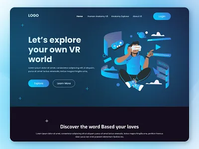 VR (Virtual Reality) Landing Page Exploration ar artificial intelligence augmented reality branding clean design future illustration landing page meta oculus services tech technology ui uiux virtual reality vr website website design