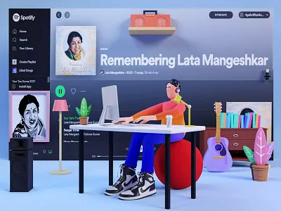 A tribute to late legendary singer Lata Mangeshkar. 3d blender design graphic design illustration