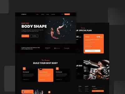 Fitness landing page app bodybuilding branding coach design fitness fitness club gym health healthy landing page lifestyle training ui ui design ux web website workout yoga
