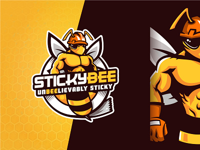 StickyBee (logo) bee branding cartoon cartoon logo character character design character logo e sport e sport logo e sports e sports logo esport esport logo esports esports logo logo logo design mascot mascot logo muscles