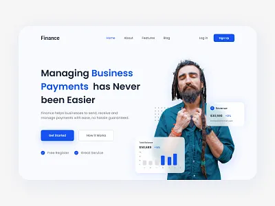 Fintech Landing Page agency app design app mockup bank clean dashboard finance fintech ios app landing page management minimal mobile app modern money payment startup ui unicorn wallet