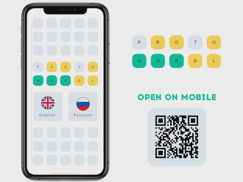 ProtoWordle animation design game interaction pie protopie prototype ui ux wordle
