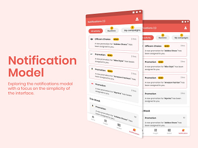 Notification Model interface design notification notification panel ui ux