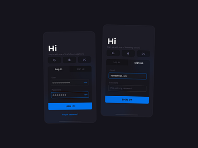 Log in dark app dark design glass inicio log in log in ui sign up sign up ui ui ui design uidesign