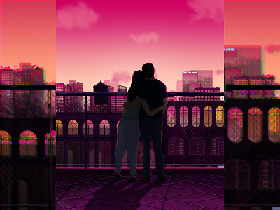 Twilight Fuchsia Fantasy branding cinematic cityscape design designer digital art fuchsia graphic design illustration logo love romance sequence skyline storyboard sunset twilight vector vector illustration vectorart