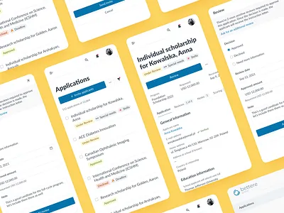 Mobile screens | Grants Management System Web Design application b2b bulk actions crm entrprise filters form grant list management mobile product design responsive scholarship status summary tags ui ux web application