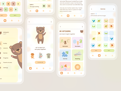 Kids educational app design illustration kids app mobile ui