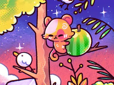Jungle Vibes character cute design illustration kawaii ohvalentino procreate