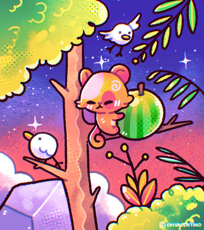 Jungle Vibes character cute design illustration kawaii ohvalentino procreate