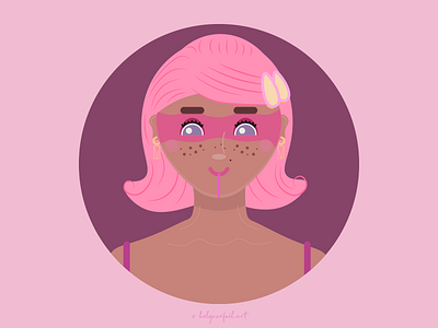 pink girl cute cute illustration fashion art flat flat illustration girl girl art illustration make up pink pink art portrait vector