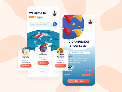 Community and Event Mobile App app auction community design donate donation event fish flat graphic design icon illustration logo mobile organization show ticket ui ux website