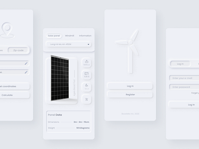 Skeuomorphism of green energy app green energy skeuomorphism ui white