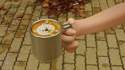 3D hand holding a cup of coffe 3d blender coffee hand