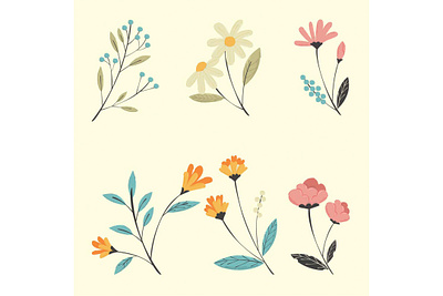 Spring Flower Set Illustration beautiful blossom flower garden illustration nature plant spring vector