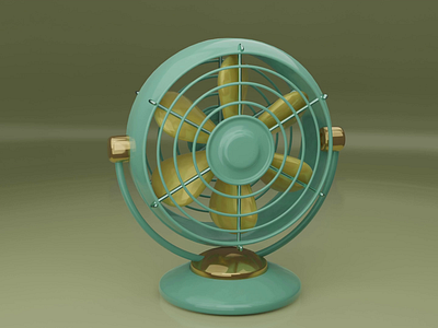 Metallic retro vintage green fan GIF 3d animation blender fan gif green metallic vintage