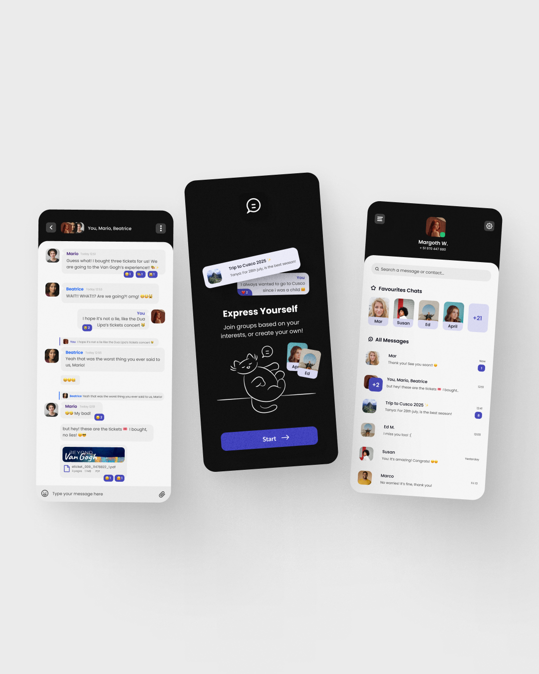 Direct Messaging | Daily UI 013 cat chat chats conversation dailyui dailyui013 directmessage dm email friends message purple