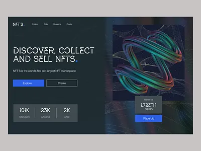 NFT Marketplace blockchain clean coin crypto design eth ethereum landing page marketplace minimal nft token ui web