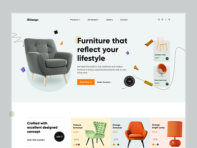 Furniture Shop Landing Page armchair bedroom chair ecommerce furniture furniture landing page handmade homepage interior kitchen landingpage livingroom product shop sofa table website