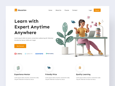 Online Education Landing Page design designer online education landing page ui ui design ui experience uiux user experince user interface uxa design web case study web design web experience web expert web landing page