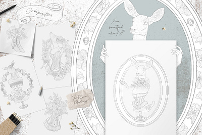 I'm beautiful, aren't I? animal animal art beautiful compositions corsets deer deer lady design fine art collection flowers mad deer madness old old fashion sketch victorian vintage