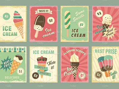 Ice cream vector price cards for fresh desserts by Vector Tradition SM ...