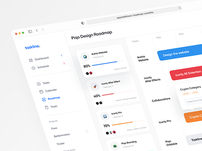 Taskline :: Project Management Project clean colorful dashboard design desktop light management minimal project roadmap task timeline todo ui ux web web design