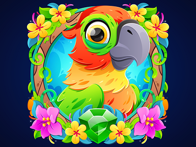 Jungle Parrot 2d illustration animation branding character character design cute design drawing game game design graphic design illustration illustrator jungle logo nature parrot ui vector weeklywarmup