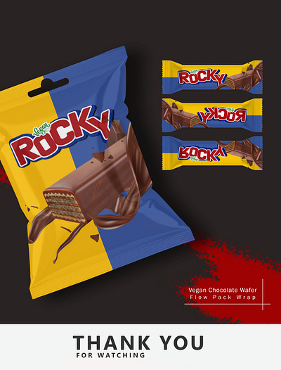 Rocky wafer packaging design mockup 3d brand branding design flow pack fmcg food food packaging foodbeverage graphic design illustration logo pack package package design rocky vegan wafer wrap wrapping