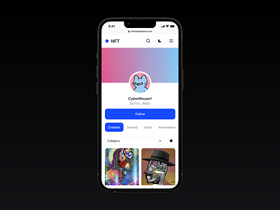 User Profile - NFT Marketplace app app design dark design light mobile nft nft market place nft marketplace app ui uiux ux website