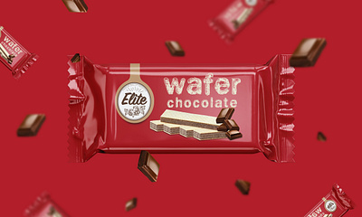 Elite Wafer packaging mockup 3d biscuit brand branding chocolate design fmcg food beverage food design graphic design illustration logo logo branding pack package package design packaging premium red wafer
