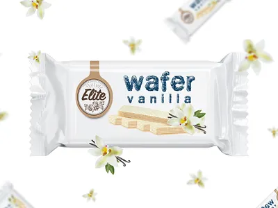 Elite Wafer Packaging Design Mockup biscuit brand branding branding design design design template flow pack illustration logo mockup mockup design pack package package design premium template uncoated vanilla wafer wafer mockup